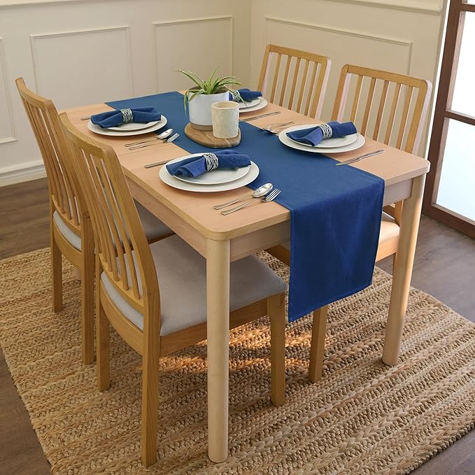 Encasa XO Cobalt Blue Cloth Napkins Set of 6, 17"x17" | Solid Color Cotton Dinner Napkins | Washable & Reusable Wedding Napkins for Holiday Dinners, Party, & Everyday Table Decor