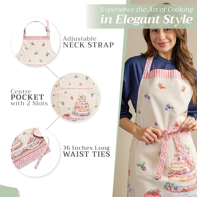 Maison d' Hermine 100% Cotton Apron for women with Pocket Kitchen Chef Apron for Men Cooking Mothers Day Gifts