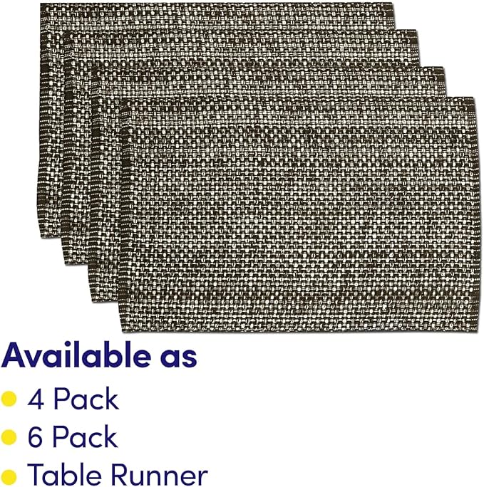 Sweet Home Collection 100% Cotton Placemats for Dining Room Rectangle Two Tone Woven Fabric 13" x 19" Soft Durable Table Mat Set, Set of 6, Chocolate