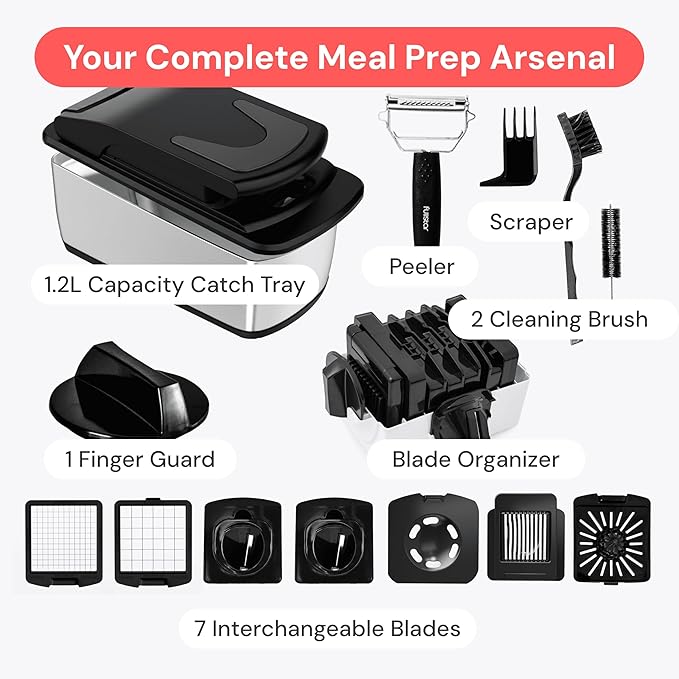 Fullstar The Original Pro Chopper - Vegetable Chopper and Spiralizer, Food Chopper with Container, Fruit Slicer, Kitchen Gadgets & Gifts, Home Essentials (9 in 1, SS Black)