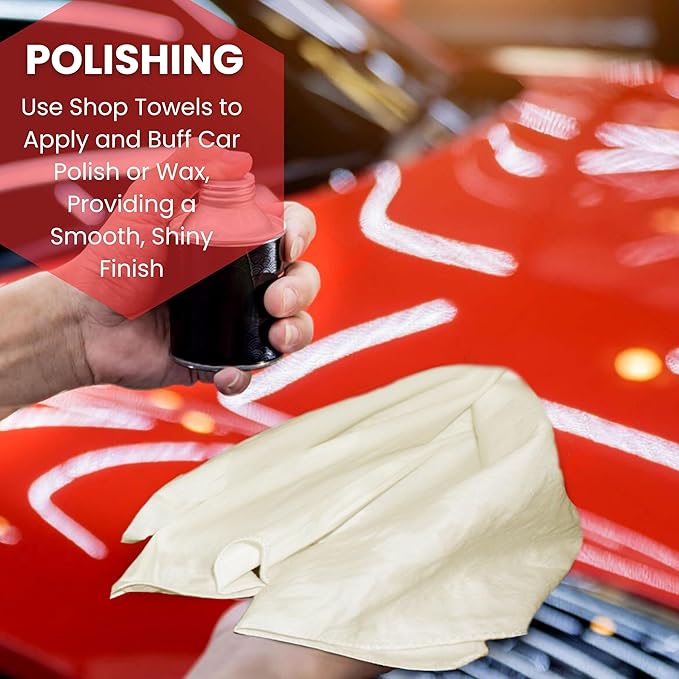 Shop Towels | Multipurpose Commercial and Residential shop cleaning | Car Wash, Polish, Housewares, Microwave, Coffee Machine, Restaurant, Bathrooms, Electronics, Auto Garage | 50 Pack 14"x12" Natural