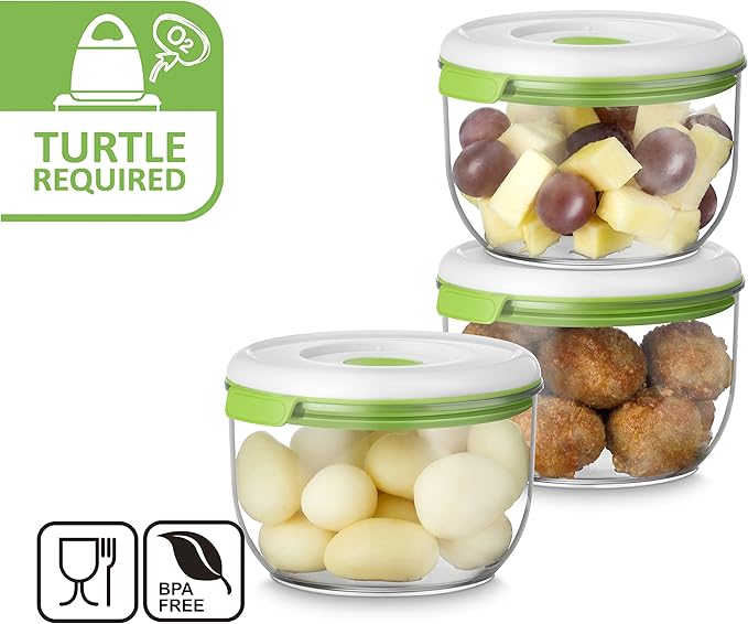 FOSA Food Containers for Vacuum Seal 3 Pack - 28oz Reusable Medium Vacuum Sealer Containers - Food Vacuum Sealer Set (Vacuum Pump Not Included)