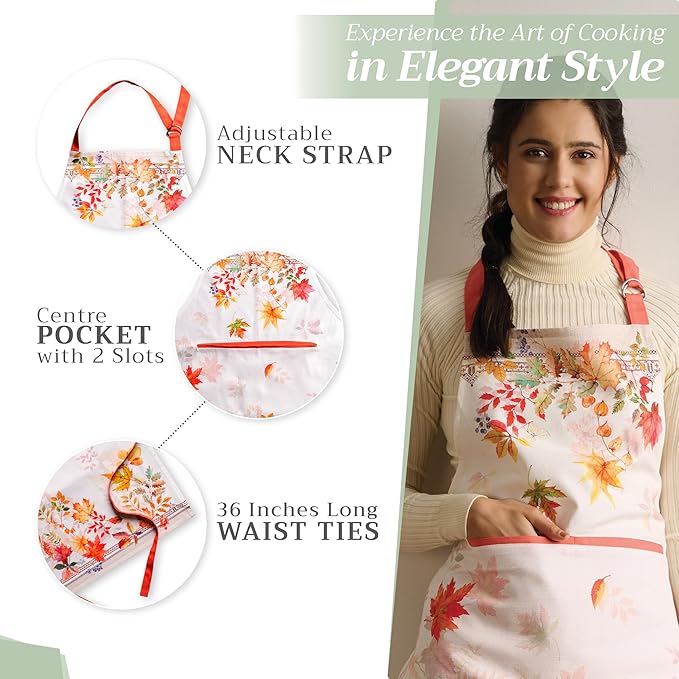 Maison d' Hermine 100% Cotton Apron for women with Pocket Kitchen Chef Apron for Men Cooking Mothers Day Gifts
