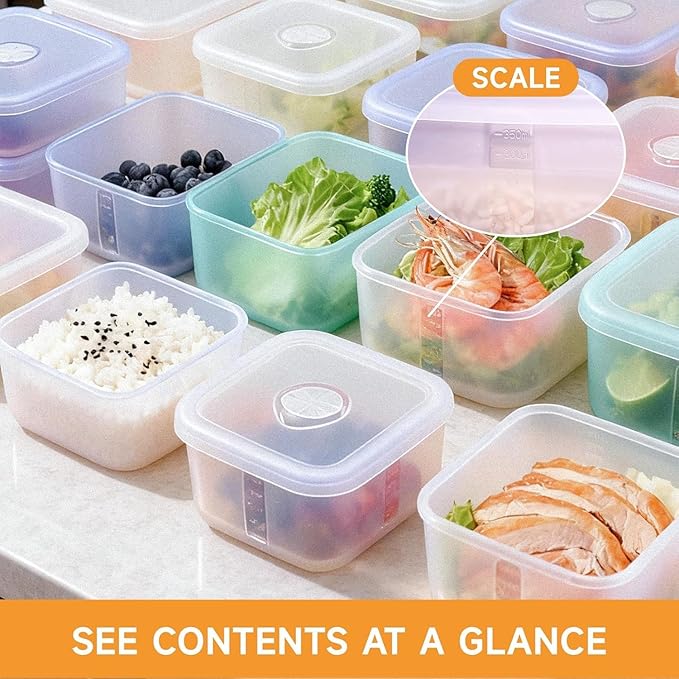OTB Set of 4 Reusable Silicone Containers Clear, Nesting Leak-free Silicone Food Storage Boxes, BPA Free, Airtight, Dishwasher and Freezer Safe (Clear XL+L+M+S)