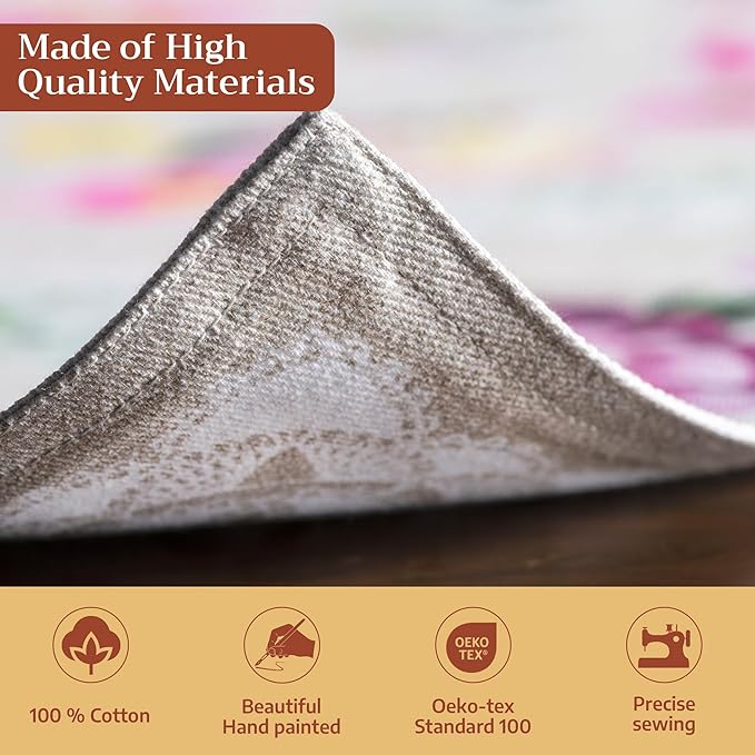 Maison d' Hermine Placemats Set of 4 100% Cotton Washable Cloth Place Mats Reusable Table Mats for Kitchen Dining Party Wedding Gifts for Mothers Day Spring/Summer (Pivoine, 13" x 19")