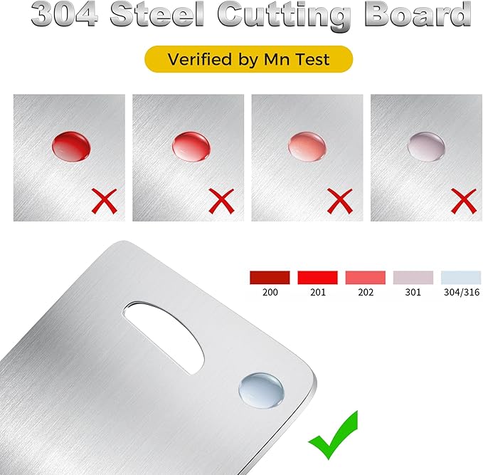 URMONA 3 PCS 304 Stainless Steel Cutting Board For Kitchen, Non-Staining&Odor-Free, Burr-Free Edges, Dishwasher Safe, Non Toxic Cutting Board（S+M+L）