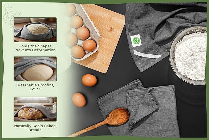 Gray Flour Sack Tea Towels - 100% Cotton, 5 Pack, 27"x27" Extra Large, Highly Absorbent Gray Dish Drying Towels - Lint-Free Baking Towels, Customizable and Versatile Kitchen Towels (5 Pack)