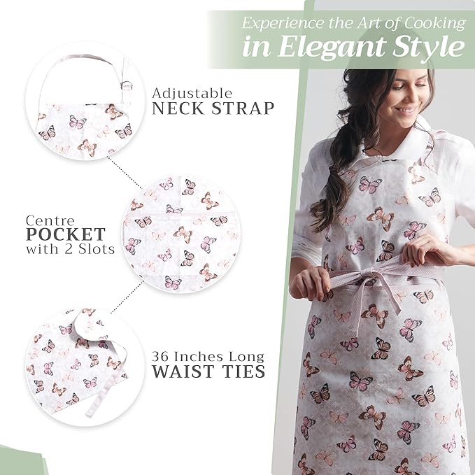 Maison d' Hermine 100% Cotton Apron for women with Pocket Kitchen Chef Apron for Men Cooking Mothers Day Gifts