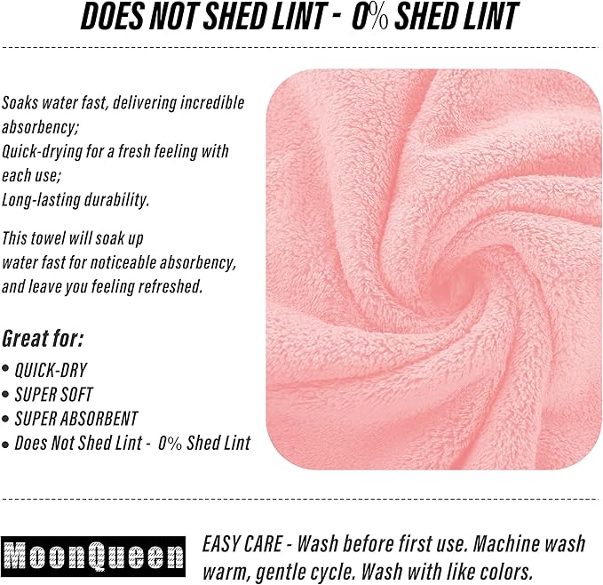 MOONQUEEN 18 Pack Premium Hand Towels - Quick Drying - Microfiber Coral Velvet Highly Absorbent Towels - Multipurpose Use as Hotel, Bathroom, Shower, Spa, Hand Towel 16 x 28 inches (Pink)