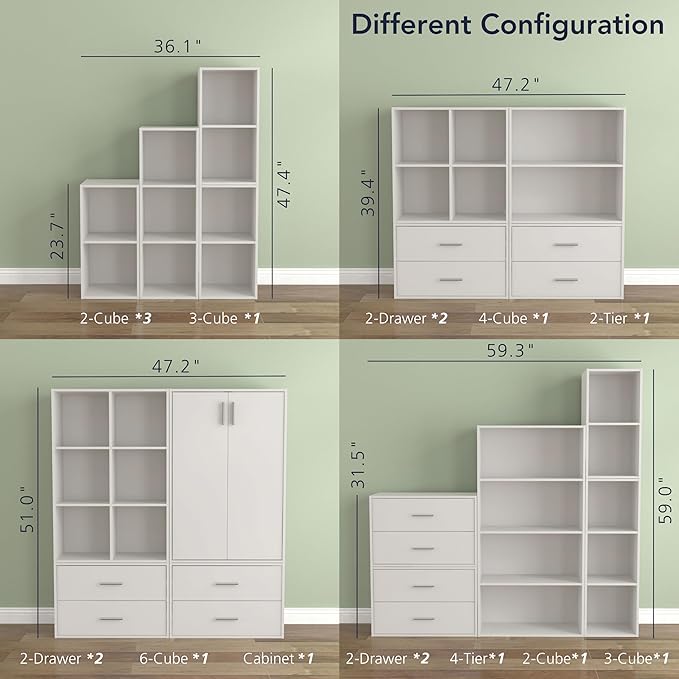 Homes: Inside + Out Apexa 2-Drawer Wooden Stackable Storage Drawers, Small Food Pantry Cabinet, Cajonera De Madera, Underbed Drawer Dorm Teen Room Decor & Bedroom, Home Office, Kitchen, White