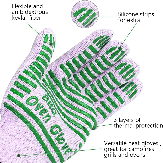 CZSYZCZS Extreme Heat Resistant Oven Gloves - 932F - Cooking Gloves for BBQ, Grilling, Baking,Cutting, Smoker Fireplace