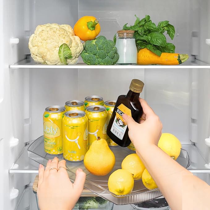 NOSTA Home Rotating Lazy Susan for Refrigerator - Square Lazy Susan - Rectangular Fridge Lazy Susan Organizer - 360° Rotating Storage - Medium Size (15x11)