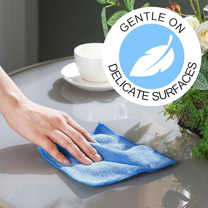 Tanlade Cleaning Cloth Dry Erase Cloth Cleaning Rags Reasonable Kitchen Towels Microfiber Towels Cars Wash(6 x 6 Inch,Gray/Green/Blue,30 Pcs)