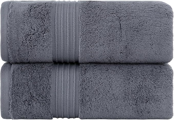 Milara Turkish Super-Plush Bathroom Hand Towels Set 2-Piece | Premium Cotton Hand Towels Set Absorbent, Durable with Hanging Loops | Anthracite (Dark Gray) Hand Towel, (16 x 30 Inches)