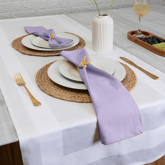 Blue Needles Solid Cloth Napkins Set of 12 Lavender 100% Cotton Dinner Napkins 18x18 inches - Spring Summer Easter - Soft, Reusable, Absorbent & Washable Linen, Ideal for Events Parties & Everyday Use