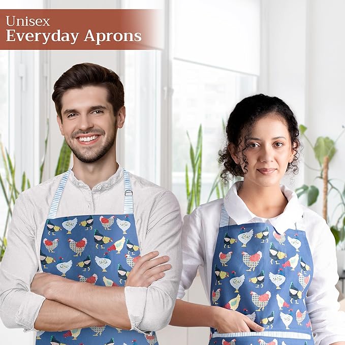 Maison d' Hermine 100% Cotton Apron for women with Pocket Kitchen Chef Apron for Men Cooking Mothers Day Gifts