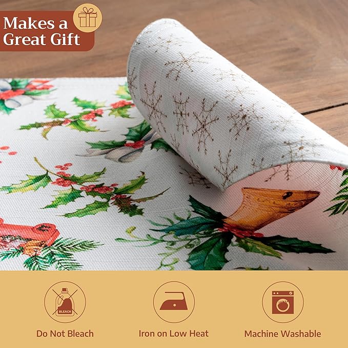 Maison d' Hermine Placemats Set of 4 100% Cotton Washable Cloth Place Mats, Reusable Table Mats for Thanksgiving Christmas Decorations Kitchen Dining Party Wedding Restaurant (Chromo, 13" x 19")