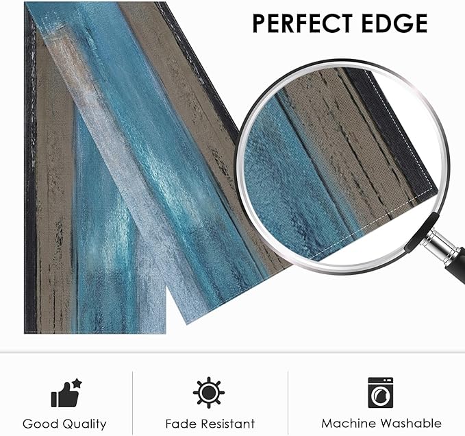 Emvency Blue and Grey Abstract Table Runner, Modern Oil Painting for Kitchen Coffee Table Family Dinners Holiday Parties Wedding Events Decor(13x72 inch)