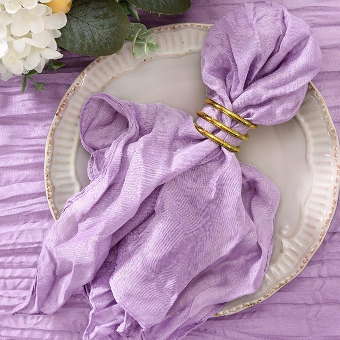50 Pack Lilac Cheesecloth Napkins Cloth Spring Summer Cloth Napkins Set of 50 Bulk 21x21 Inches for Wedding Baby Bridal Shower Birthday Dinner Party Home Table Decor