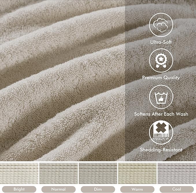 Madison Park 800GSM Bath Sheet Towel Oversized 34" x 68" 2 Pack 100% Cotton Bath Towel Set Highly Absorbent Hotel Spa Quality for Bathroom, Natural