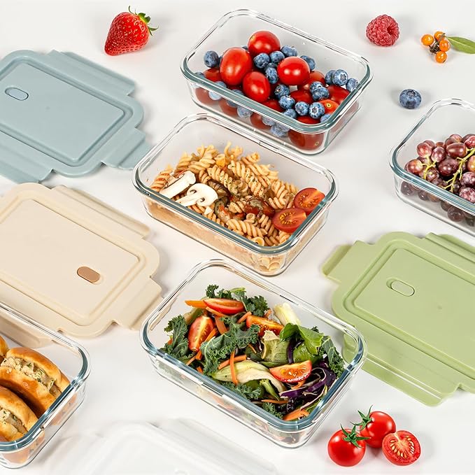 5 Pack 25oz Glass Meal Prep Containers with Air Vent Lids, Borosilicate Glass Food Storage Container with Snap Airtight Lids for Lunch, Food Prep, Microwave, Oven, Freezer & Dishwasher Safe, BPA-Free