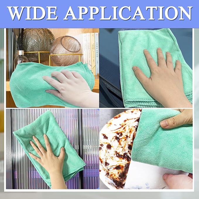 12 Pcs Extra Large Microfiber Cleaning Cloth, 20" x 30" Washable Reusable Large Floor Cloth Rags, Microfiber Towels for Mop Cleaning Office Bathrooms Housekeeping (Orange, Green)