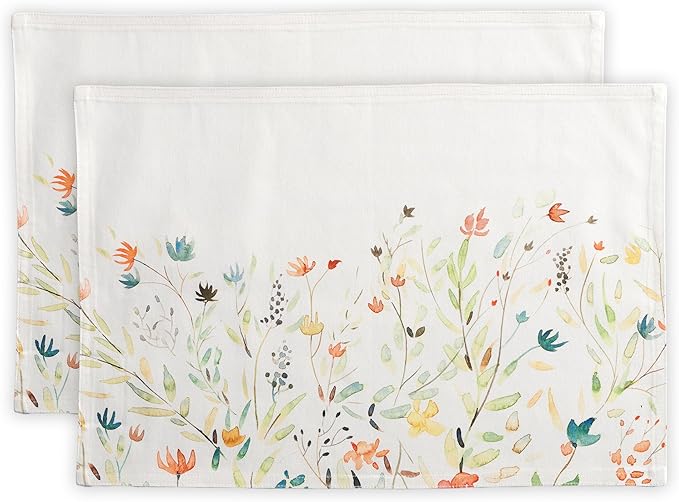 Maison d' Hermine Placemats Set of 2 100% Cotton Washable Cloth Place Mats, Reusable Table Mats for Kitchen Dining Decoration, Party, Wedding, Restaurant Spring/Summer (Colmar, 13" x 19")