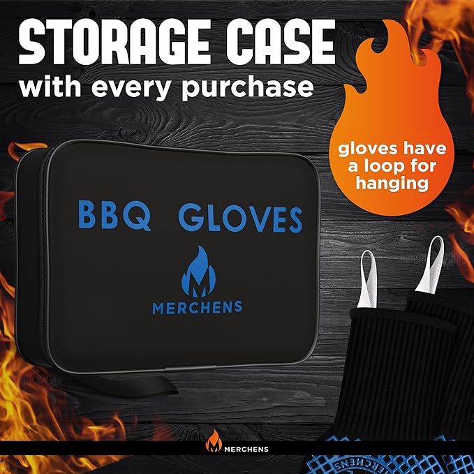 BBQ Grill & Oven Gloves 1472°F Heat Resistant – Fireproof, Non-Slip Silicone Mitts for Grilling, Smoking & Baking – Extra-Long Protection – Includes Storage Case & Luxury Gift Box | Pro Series