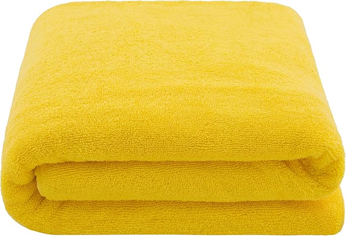 American Soft Linen 100% Cotton 600 GSM Turkish 40x80 Oversized Bath Towel Sheet, Extra Large Adult Towels for Bathroom, Yellow Bath Sheet