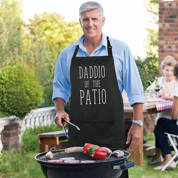 Xornis 100% Cotton Funny Apron with 2 Pockets for Men Women BBQ Grilling Adjustable Bib Black Aprons Gifts Cooking Kitchen