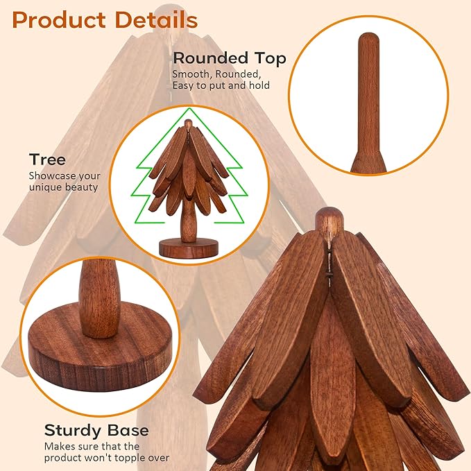 Wooden Tree Coasters, Trivets for Hot Dishes - Set of 3 for Easy Storage - Suited for Hots/Pans/Bowl/Teapot/Hot Holders - Multifunctional Ornaments (Dark - 3 PCs)