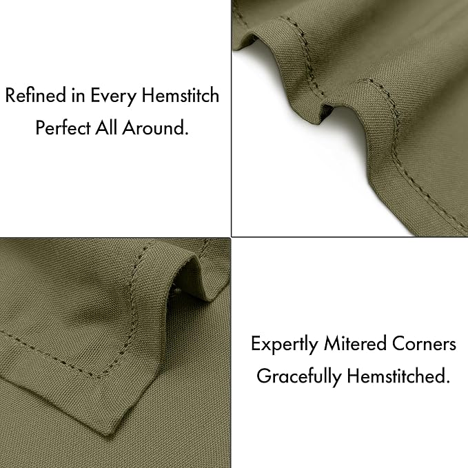 Ruvanti Cloth Napkins Set of 12, 100% Cotton High GSM 18x18 Inches, Hem Stitched Corners, Soft, Washable, Durable & Absorbent, Perfect for Parties, Christmas, Thanksgiving Dinners – Capulet Olive