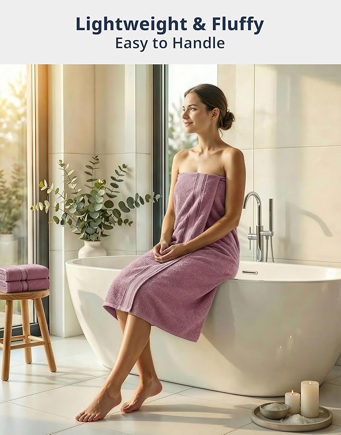 LANE LINEN Bathroom Towels Set of 12 – Zero Twist, 100% Cotton Soft Towel, 4 Bath, 4 Handtowel & 4 Washcloths, Luxury Hotel Design, Perfect for Salon & Guests, Machine Washable – Wishful Mauve