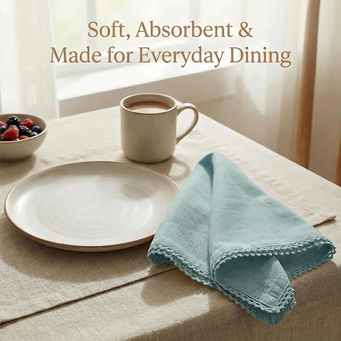 ACCENTHOME Blue Cloth Napkins Set of 12 18x18 inch Cotton Dinner Napkins - Washable Soft Premium Hotel Quality Reusable Napkins Perfect Table Napkins for Family Dinners, Weddings & Everyday Use
