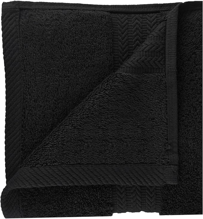 HERCULEAN Large Bath Towels 24 x 50 Pack of 6 | Quick Dry and Highly Absorbent | 100% Cotton Terry Towels for Bathroom - Perfect for Shower - Pool and Spa - Luxury Soft Towels - Black