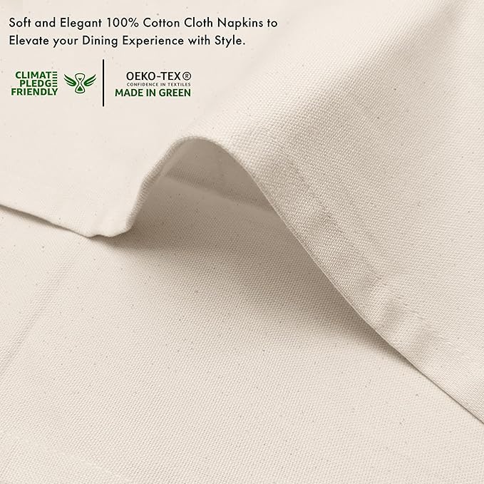 Ruvanti Cloth Napkins Set of 6, 100% Cotton High GSM 18x18 Inches Soft, Washable, Highly Durable & Absorbent, Perfect for Parties, Christmas, Thanksgiving Dinners – Natural Color