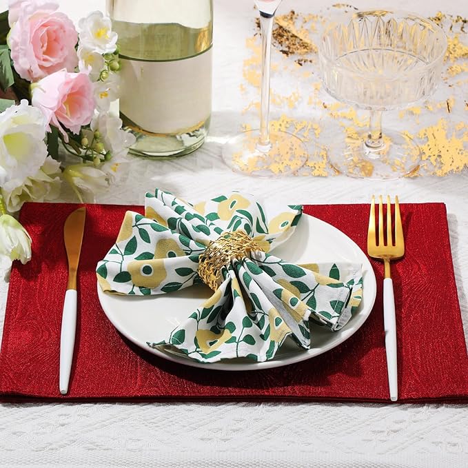 Tatuo Spring Flower Cotton Cloth Napkins Set of 24, 15 x 15 Inch Floral Dinner Napkins Soft Absorbent Washable for Family Cocktail Wedding Kitchen Dining Room Table Tea Party(Lovely Flowers)