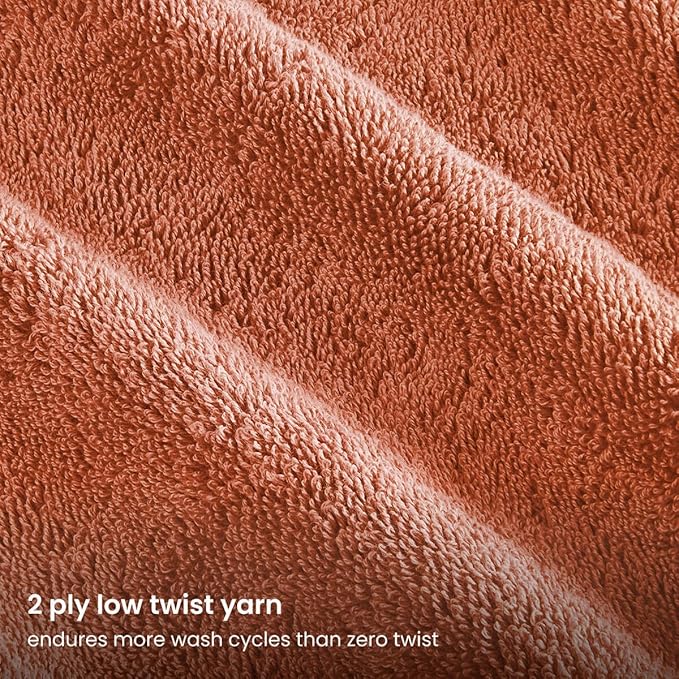 BIOWEAVES 100% Organic Cotton 700 GSM Luxury Bath Towels for Bathroom 30" x 58" GOTS Certified - Burnt Orange, Pack of 2
