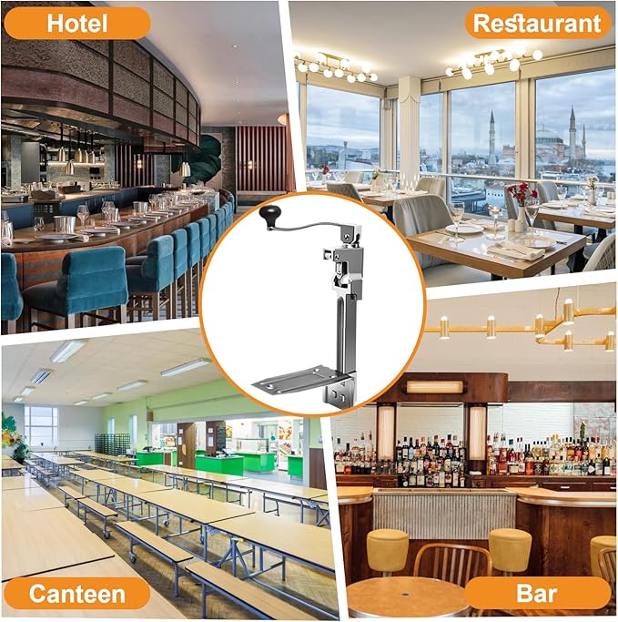 Commercial Can Opener Heavy Duty, Manual Tabletop Can Opener with 2 Blades and Plated Steel Base, Industrial Cans Opener Fits Big 10 Cans Up to 11" Tall for Restaurants/Hotels/Bars