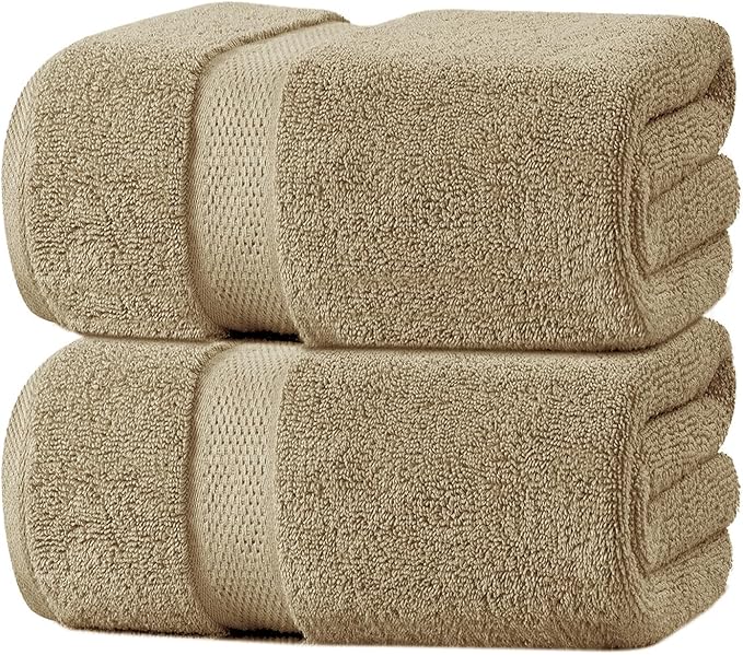 Oakias 2 Pack Bath Sheets Towels – 600 GSM Large Bath Towels 35x70, 100% Ring-Spun Cotton – Extra Soft, Highly Absorbent & Quick-Drying | Bathroom Hotels, Gym & Spa, Beige