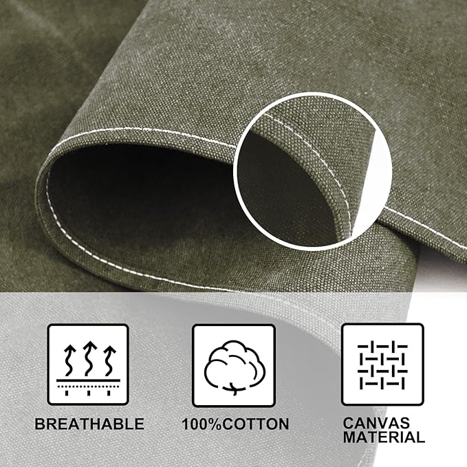 OUNLEN Chef Apron for Men Women Canvas Aprons with 3 Pockets Cross Back Resistant Work Apron for Cooking