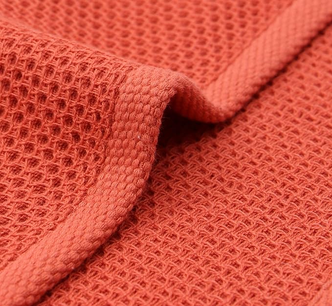 Mia'sDream Natural Cotton Waffle Weave Kitchen Tidy Dish Cloths Drying Rags Cleaning Cloth, Soft and Absorbent Kitchen Hand Towel Washcloths, 12inchx12inch 6 Pack (Brick Red)