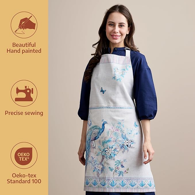 Maison d' Hermine 100% Cotton Apron for women with Pocket Kitchen Chef Apron for Men Cooking Mothers Day Gifts