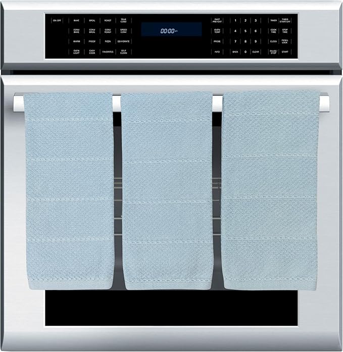 Serafina Home Coastal Sky Light Blue Kitchen Hand Dish Towels: Oversized 28" x 18", 100% Cotton Cloth Soft Cleaning Drying Absorbent Textured Design, Set of 3 Multipurpose for Everyday Use