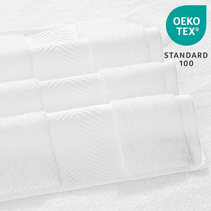 Simple&Opulence Premium 100% Cotton Towel Set 6 Piece，Soft Absorbent Towels for Bathroom,Hotel and Spa,2 Bath Towels 28"x55" 2 Hand Towels 16"x28" & 2 Washcloths 12"x12" (White)