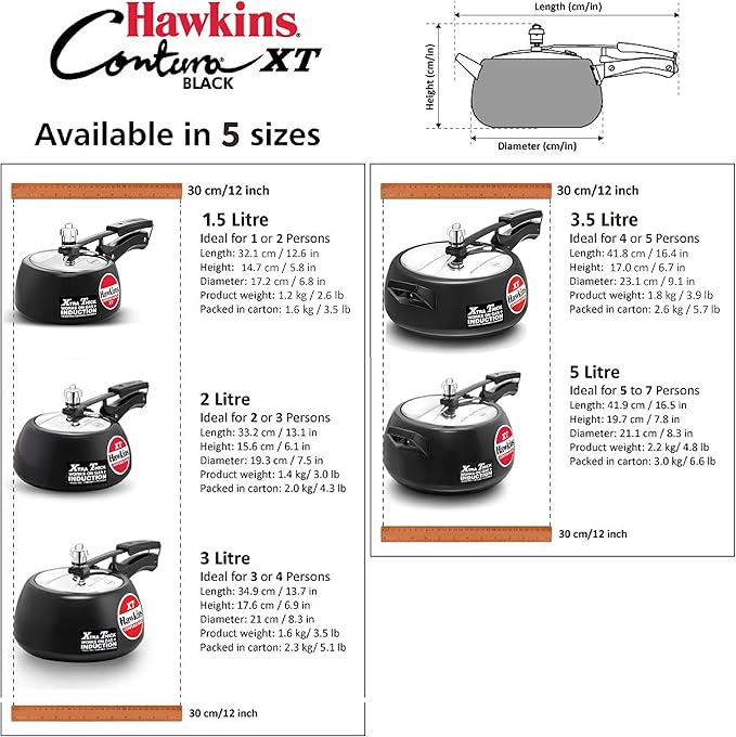 Hawkins Contura Hard Anodized Induction Compatible Extra Thick Base Pressure Cooker, Black, 5L