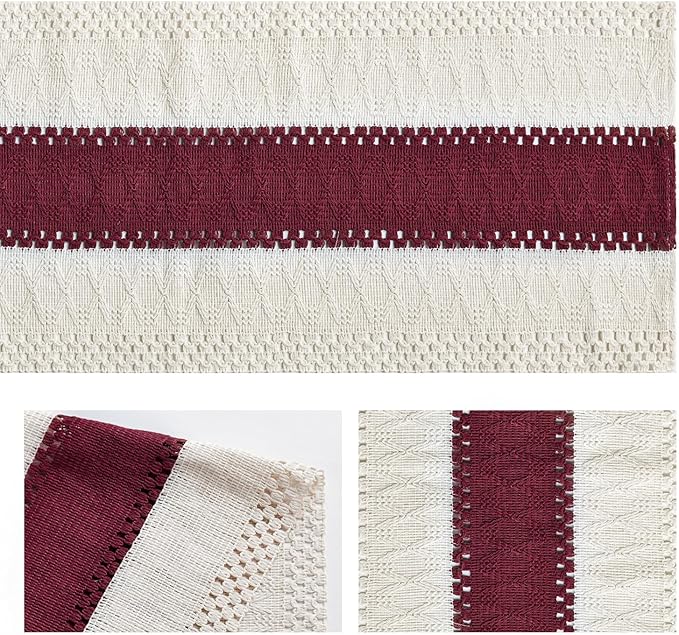 Artoid Mode Red Farmhouse Rustic Table Runner, Seasonal Christmas Holiday Hollow Kitchen Dining Table Decoration for Home Party Decor 12x72 Inch