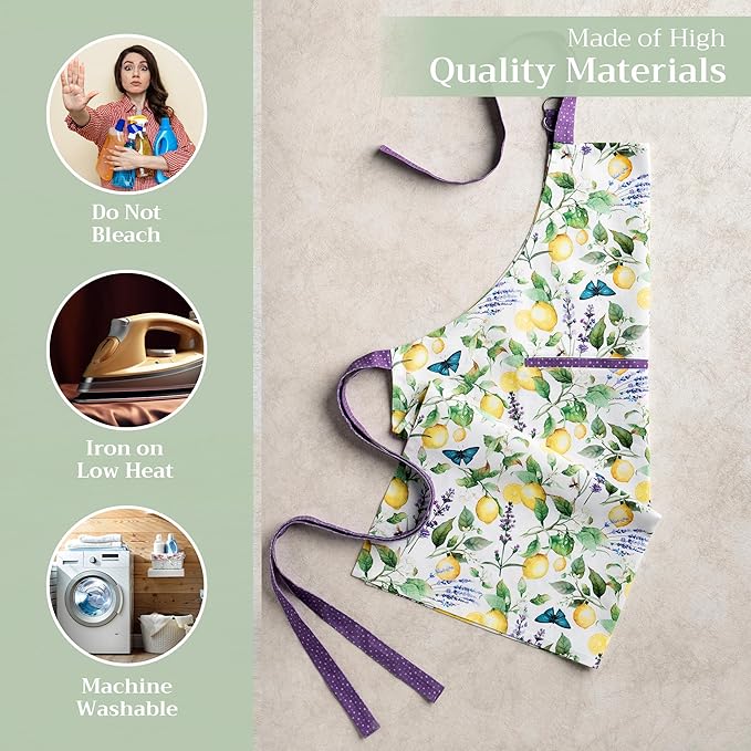 Maison d' Hermine 100% Cotton Apron for women with Pocket Kitchen Chef Apron for Men Cooking Mothers Day Gifts