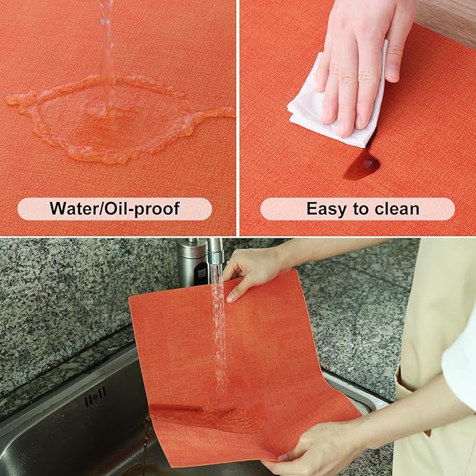 Homaxy Faux Leather Heat Resistant Placemats for Dining Table Set of 4, Waterproof Wipeable Washable PU Table Mats, Easy to Clean Anti-Slip Place Mats, 11.8" x 17", Orange