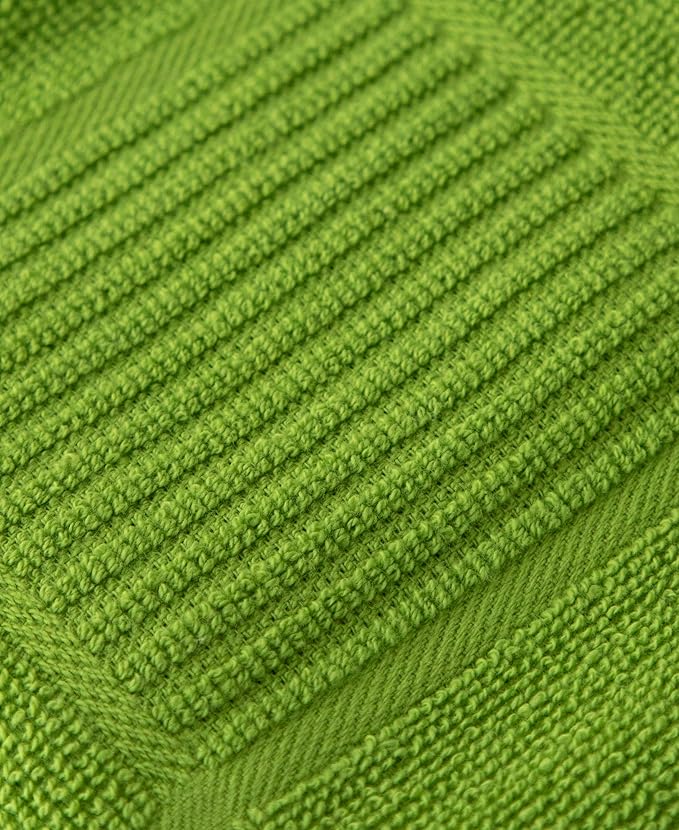 T-Fal Solid & Checked Parquet Kitchen Towels: Highly Absorbent, Super Soft Long Lasting - 100% Cotton, 16"x26" Dish Towels for Cleaning & Drying Dishes, Pans, Glassware, Countertops, 6-Pack, Green